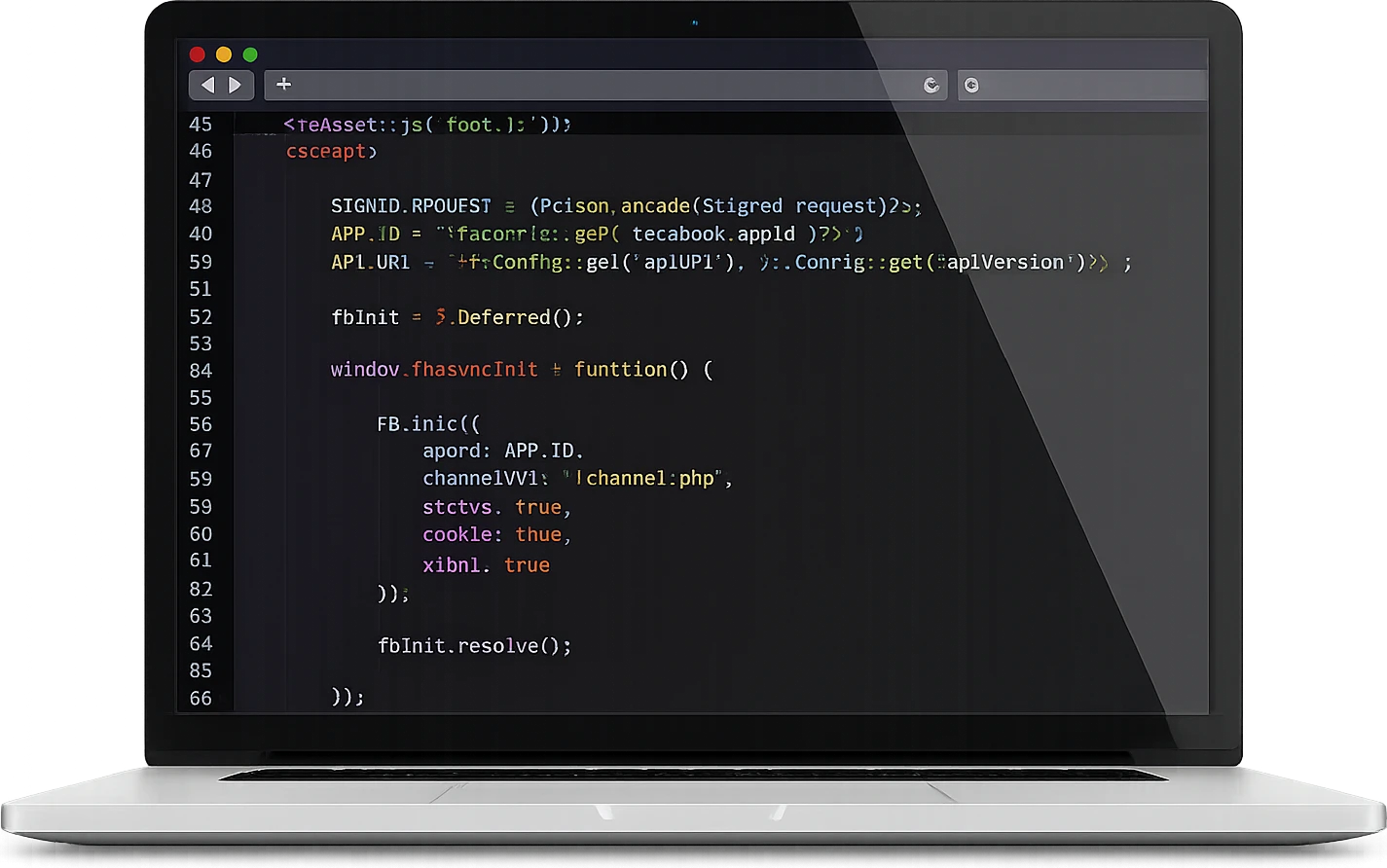 Laptop showing a code editor